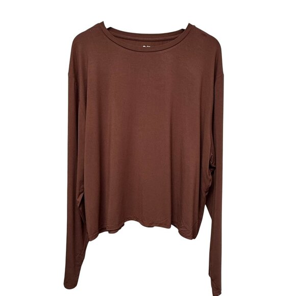 Shiny by Nature Long Sleeve Tee 4XL /3X Chocolate Brown Rayon Blend Plus Size - Picture 2 of 8